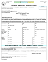 Document preview: Form BCIA4056 Child Abuse Central Index Self Inquiry Request - California