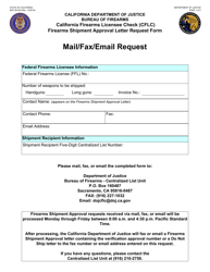 Document preview: Form BOF08-300 California Firearms Licensee Check (Cflc) Firearms Shipment Approval Letter Request Form - California