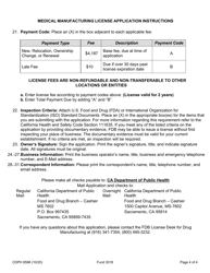 Form CDPH8596 Medical Device Manufacturing License Application - California, Page 4