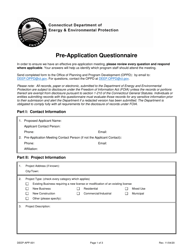 Form DEEP-APP-001 &quot;Pre-application Questionnaire&quot; - Connecticut