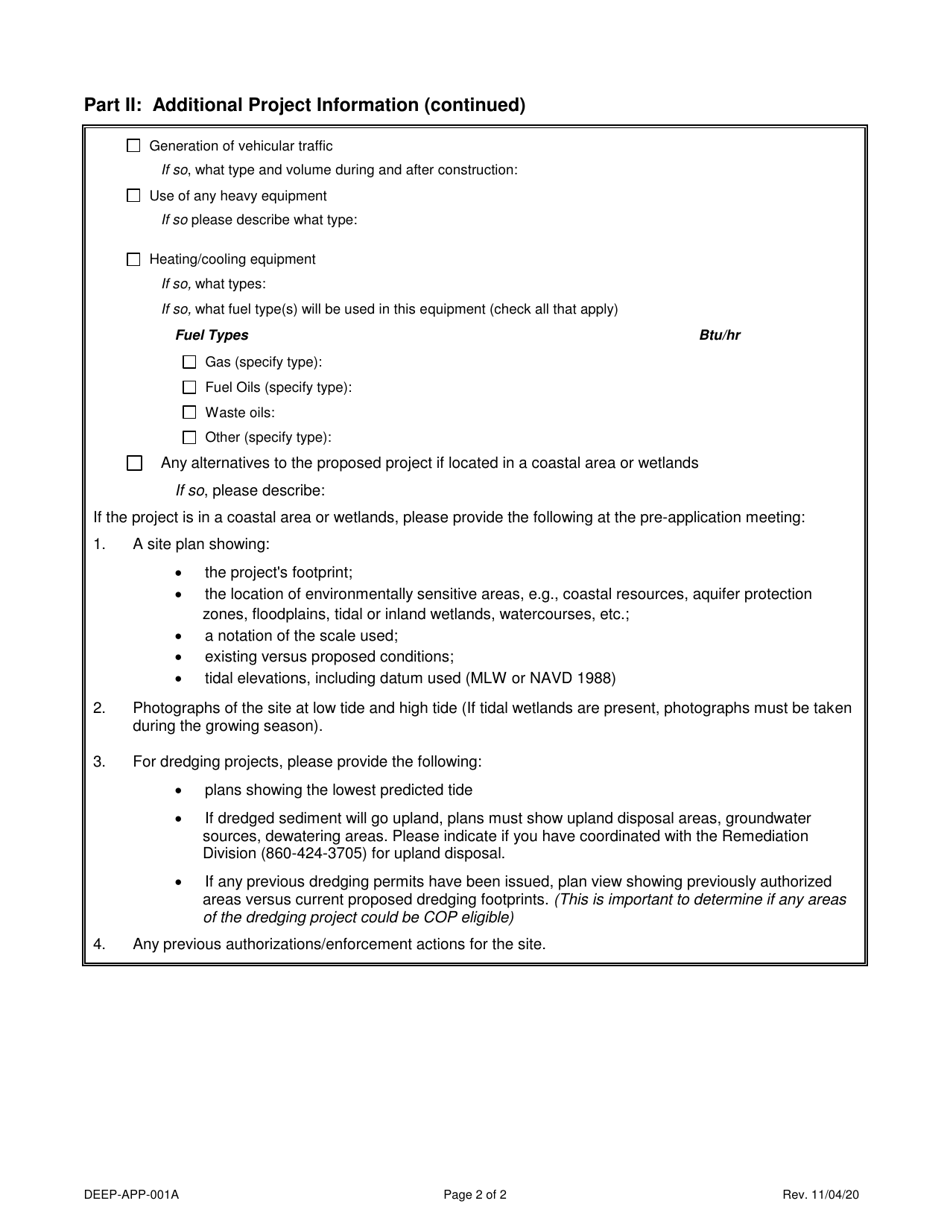Form DEEP-APP-001A Pre-application Guidance - Connecticut, Page 2