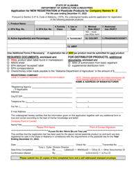 Application for New Registration of Pesticide Products for Company Names N - Z - Alabama