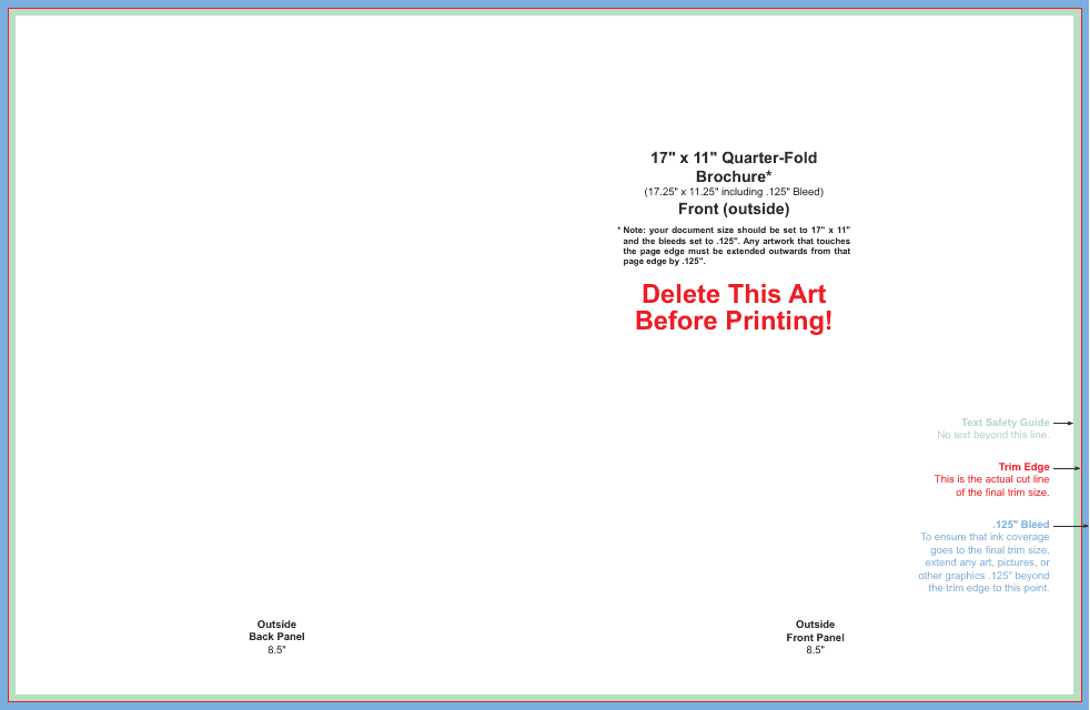 17" X 11" Quarter-fold Brochure Template