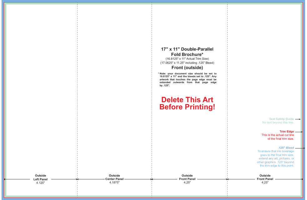17" X 11" Double-Parallel Fold Brochure Template Preview