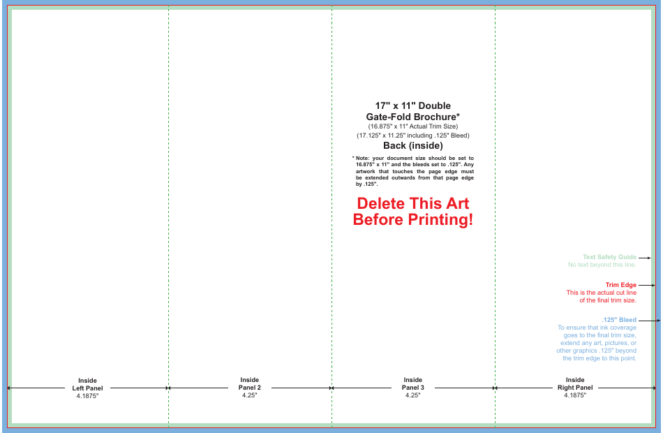 17 X 11 Double Gate-fold Brochure Template, Page 2