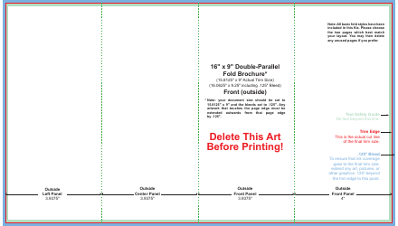16&quot; X 9&quot; Double-Parallel Fold Brochure Template