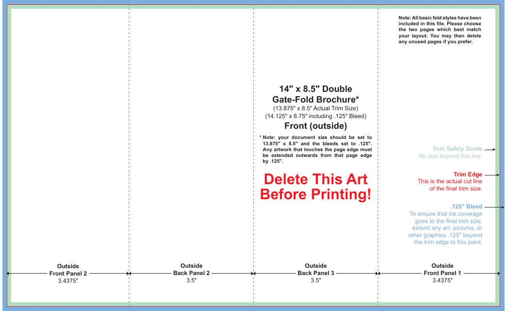 14 X 8.5 Inch Double Gate-fold Brochure Template