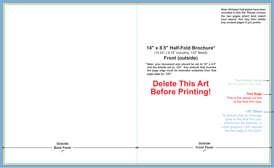Half-fold Brochure Template - 14 X 8.5 Inch