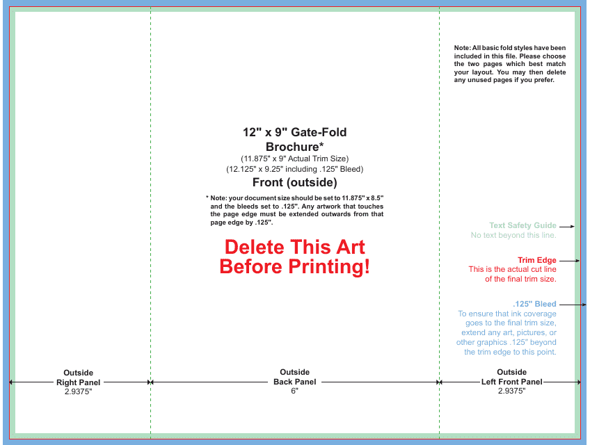 12" X 9" Gate-fold Brochure Template