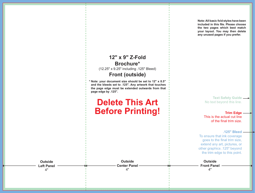 12" X 9" Z-fold Brochure Template