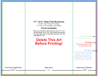 Document preview: 11 X 8.5 Inch Gate-fold Brochure Template