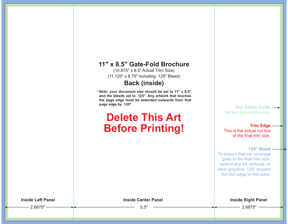 11 X 8.5 Inch Gate-fold Brochure Template, Page 2