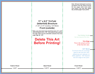 Document preview: 11 X 8.5 Inch Tri-fold (Letterfold) Brochure Template