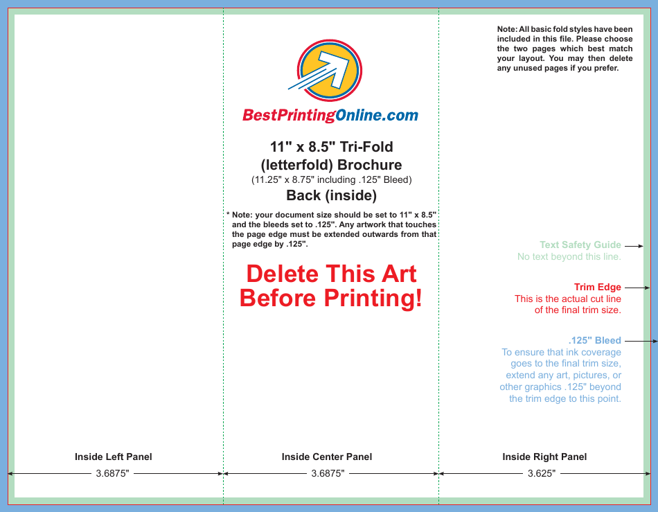 11 X 8.5 Inch Tri-fold (Letterfold) Brochure Template, Page 2