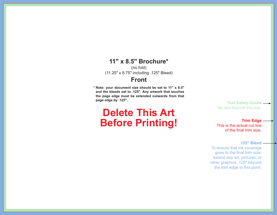 11" X 8.5" No Fold Brochure Template - Image Preview