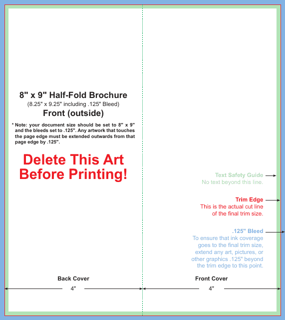 8" X 9" Half-fold Brochure Template Preview