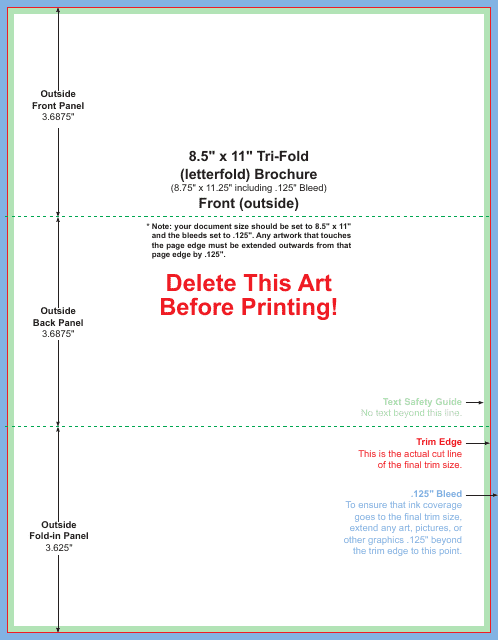 8.5 X 11 Inch Tri-fold (Letterfold) Brochure Template