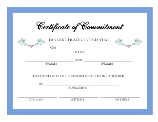 Document preview: Certificate of Commitment Template - Doves