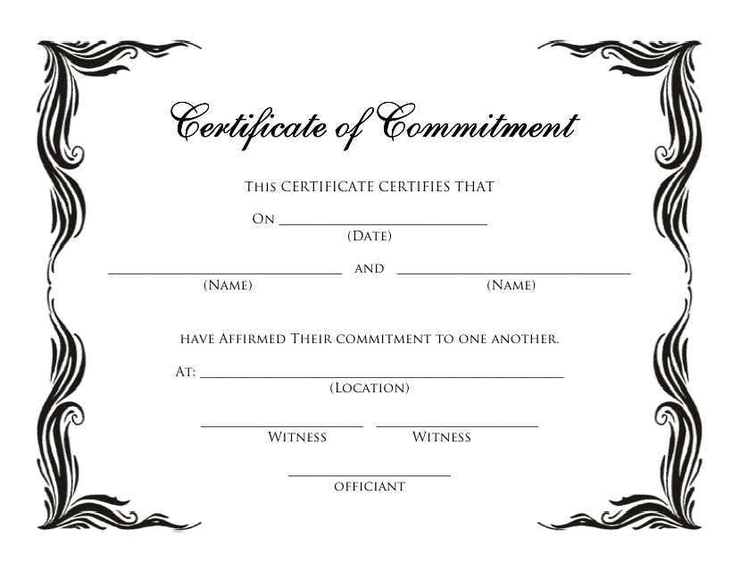 Certificate of Commitment Template - Black