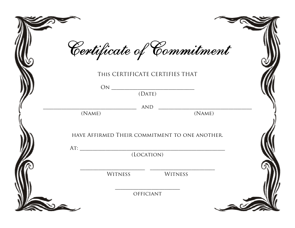 Certificate of Commitment Template - Black