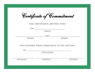 Document preview: Green Certificate of Commitment Template