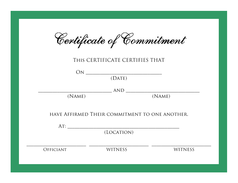 Green Certificate of Commitment Template