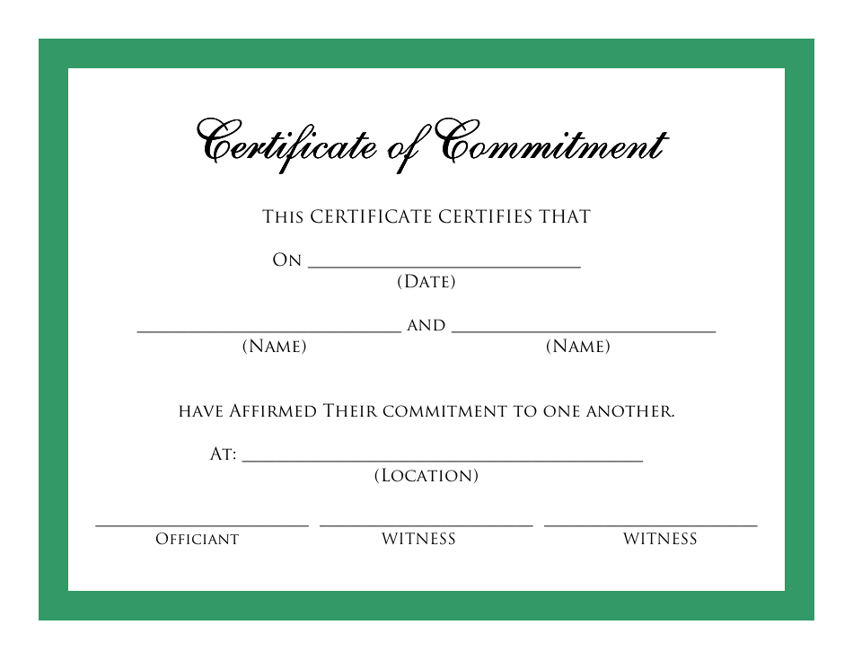Green Certificate of Commitment Template - Preview