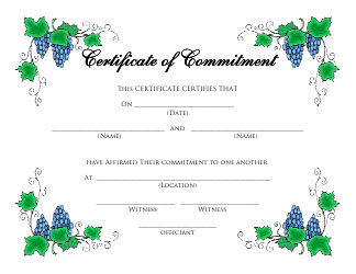 Document preview: Certificate of Commitment Template - Leaves