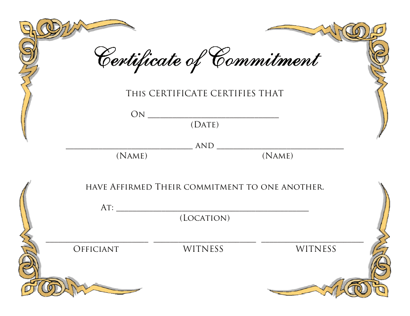Certificate of Commitment Template - Beige
