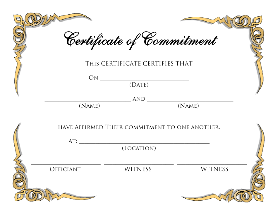 Beige Certificate of Commitment Template