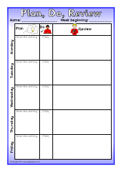Weekly Schedule Template - Plan, Do, Review, Page 2