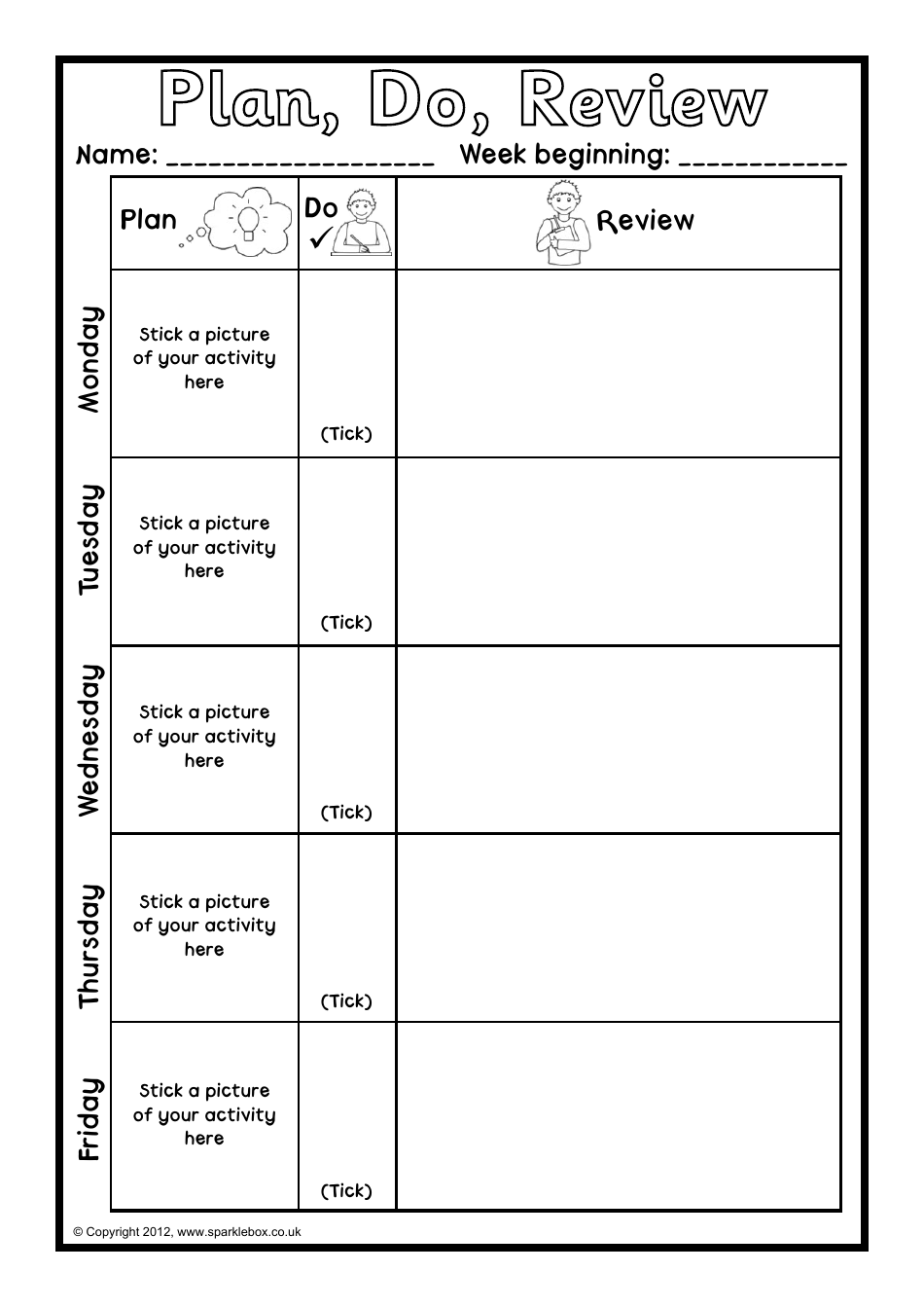 Weekly Schedule Template - Plan, Do, Review, Page 3