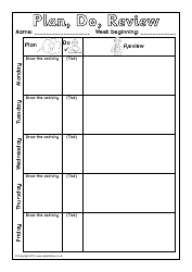 Weekly Schedule Template - Plan, Do, Review, Page 4