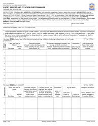 Form CHP446F Cadet Arrest and Citation Questionnaire - California