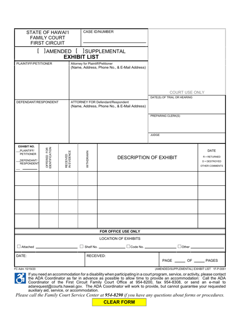 Form 1F-P-0061  Printable Pdf