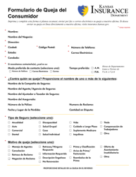 Document preview: Formulario De Queja Del Consumidor - Kansas (Spanish)