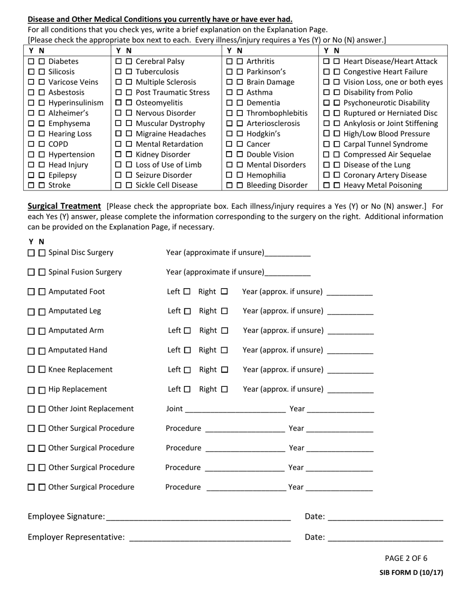 SIB Form D - Fill Out, Sign Online and Download Fillable PDF, Louisiana ...