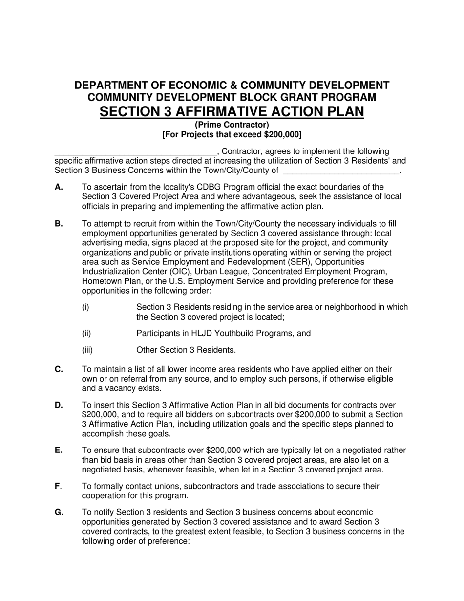 Section 3 Affirmative Action Plan - Maine, Page 1