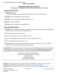 Document preview: Form PB-012 Minor Name Change Case File Checklist - Maine