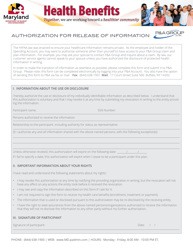 Document preview: Authorization for Release of Information - Maryland