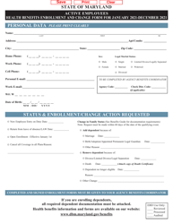 Active Employees Health Benefits Enrollment and Change Form - Maryland