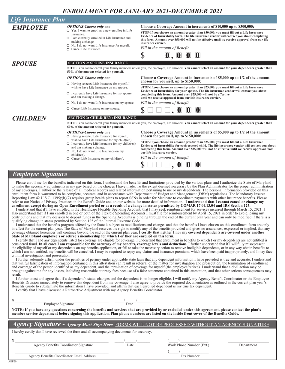 Active Employees Health Benefits Enrollment and Change Form - Maryland, Page 4