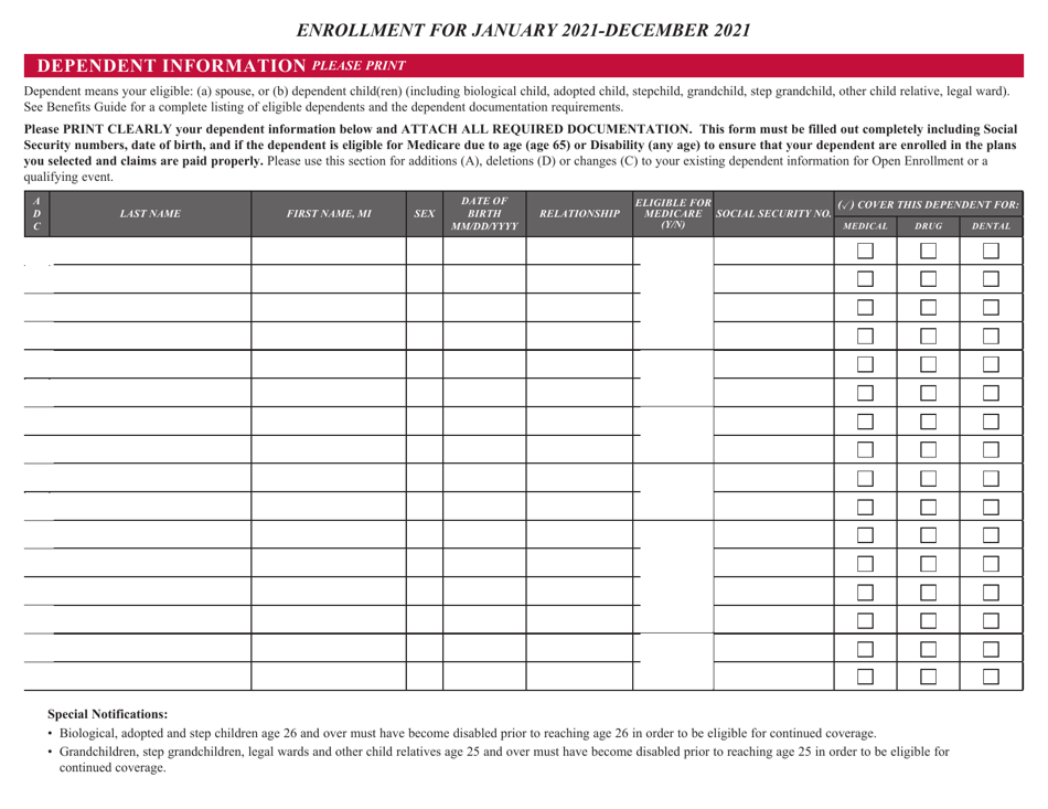 Retiree Health Benefits Enrollment and Change Form - Maryland, Page 2