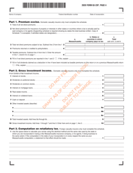 Form 63-23P Premium Excise Return for Insurance Companies - Draft - Massachusetts, Page 5