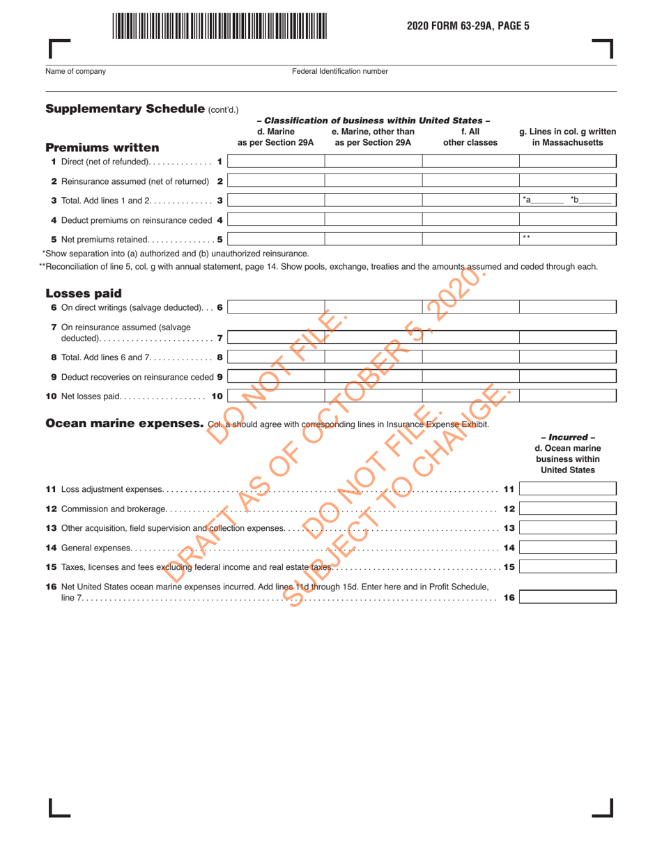 Form 63-29A Ocean Marine Profits Tax Return - Draft - Massachusetts, Page 6