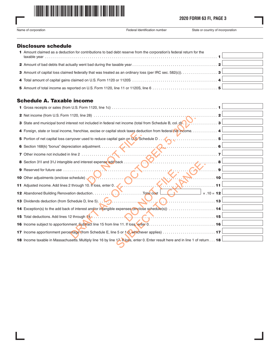 Form 63 FI Financial Institution Excise Return - Draft - Massachusetts, Page 4