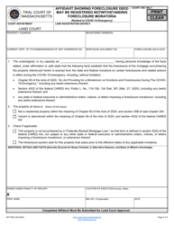 Document preview: Form AFF-REG Affidavit Showing Foreclosure Deed May Be Registered Notwithstanding Foreclosure Moratoria (Related to Covid-19 Emergency) - Massachusetts