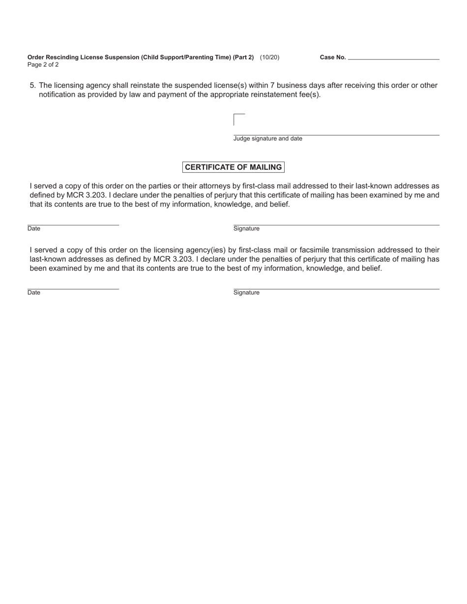 Form FOC86 Order Rescinding License Suspension (Child Support / Parenting Time) - Michigan, Page 4