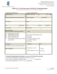 Document preview: Form 1198 Sars-Cov-2 (Virus That Causes Covid-19) Testing Requisition - Mississippi