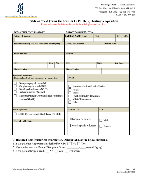 Form 1198  Printable Pdf
